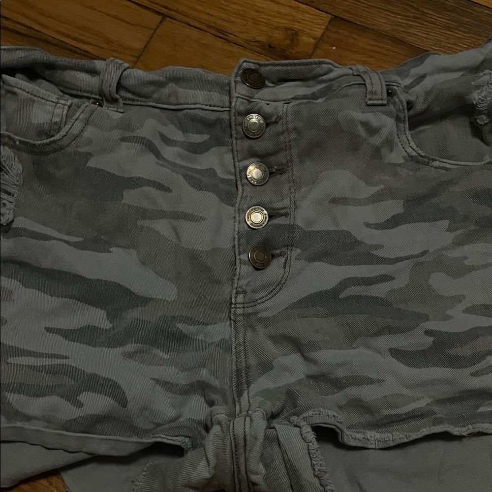 Time and Tru Gray Camouflage Jean Shorts